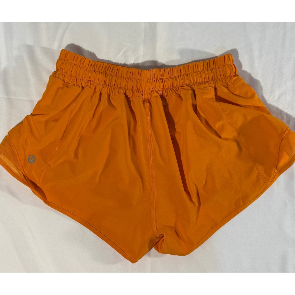 Lululemon Hotty Hot High Rise Lined Shorts Orange Women Size 4 Running Athletic - Picture 3 of 5